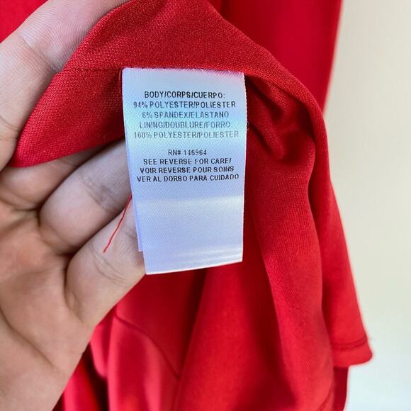 JULIA JORDAN Dress Twist Halter Neck Sleevless Midi Crepe Sheath Keyhole Red 14 - Picture 6 of 10